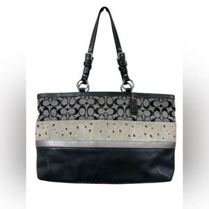 Coach Black and Gray Studded Tote